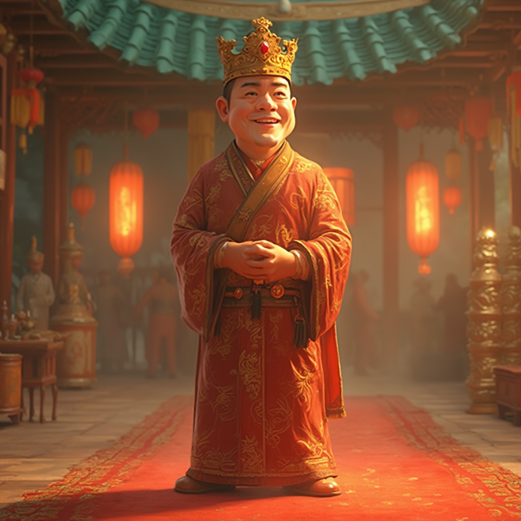 AI generated image by FLUX-Realism-Lora: A king of Vietnamese, pixar animation style