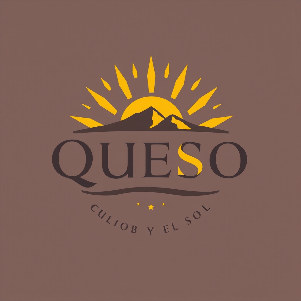 AI generated image by FLUX.1-schnell: logo de una empresa convinando el queso y el sol 