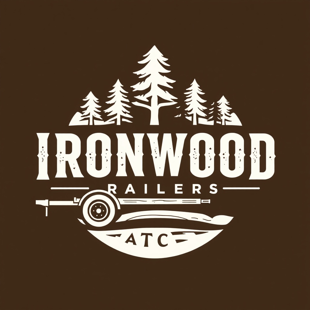 AI generated image by FLUX.1-schnell: Create a logo for a new company whose aim is to build bespoke trailers for tradesmen, craftsmen & carpenters. The name of the company is Ironwood Trailers