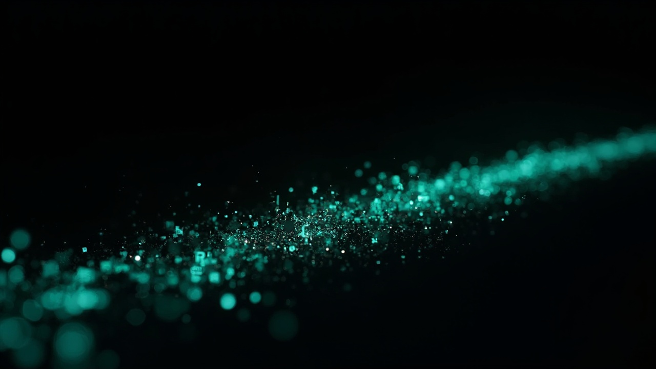 AI generated image by FLUX-Realism-Lora: a trail made from thousands of turquoise numbers and formulas. it starts on the right side of the picture from a point and then grows larger and fades out towards the left side of the image. It floats in mid air. on a black background. like a png with black only background. it looks modern, realistic, sci-fy