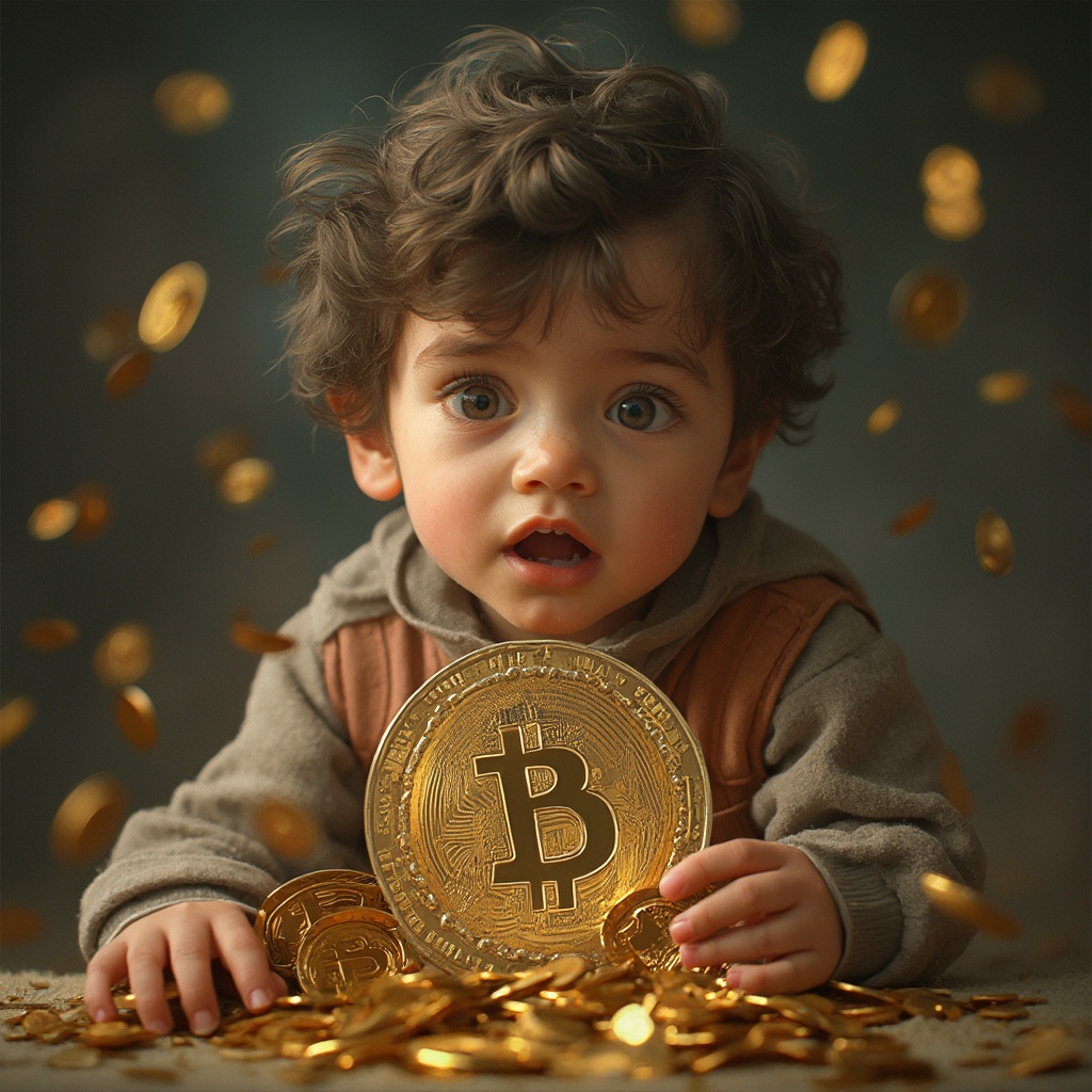 AI generated image by FLUX-Realism-Lora: un  niño  millonario y un padre con millones de bitcoins