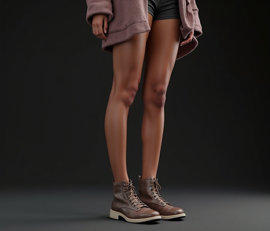 AI generated image by FLUX.1-image-to-image: make this female body photo realistic skin line pores small bumps clothes with realistic fabric material glossy shoes 