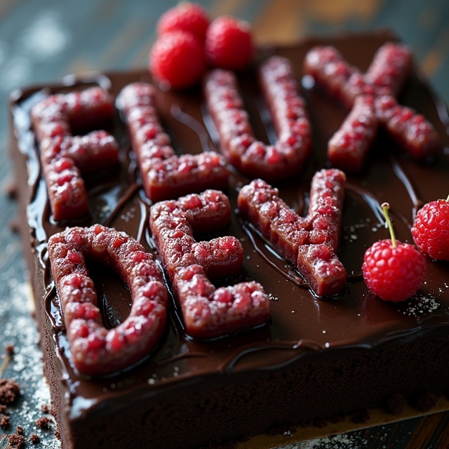 AI generated image by FLUX.1-image-to-image: black forest gateau cake spelling out the words "FLUX DEV", tasty, food photography, dynamic shot