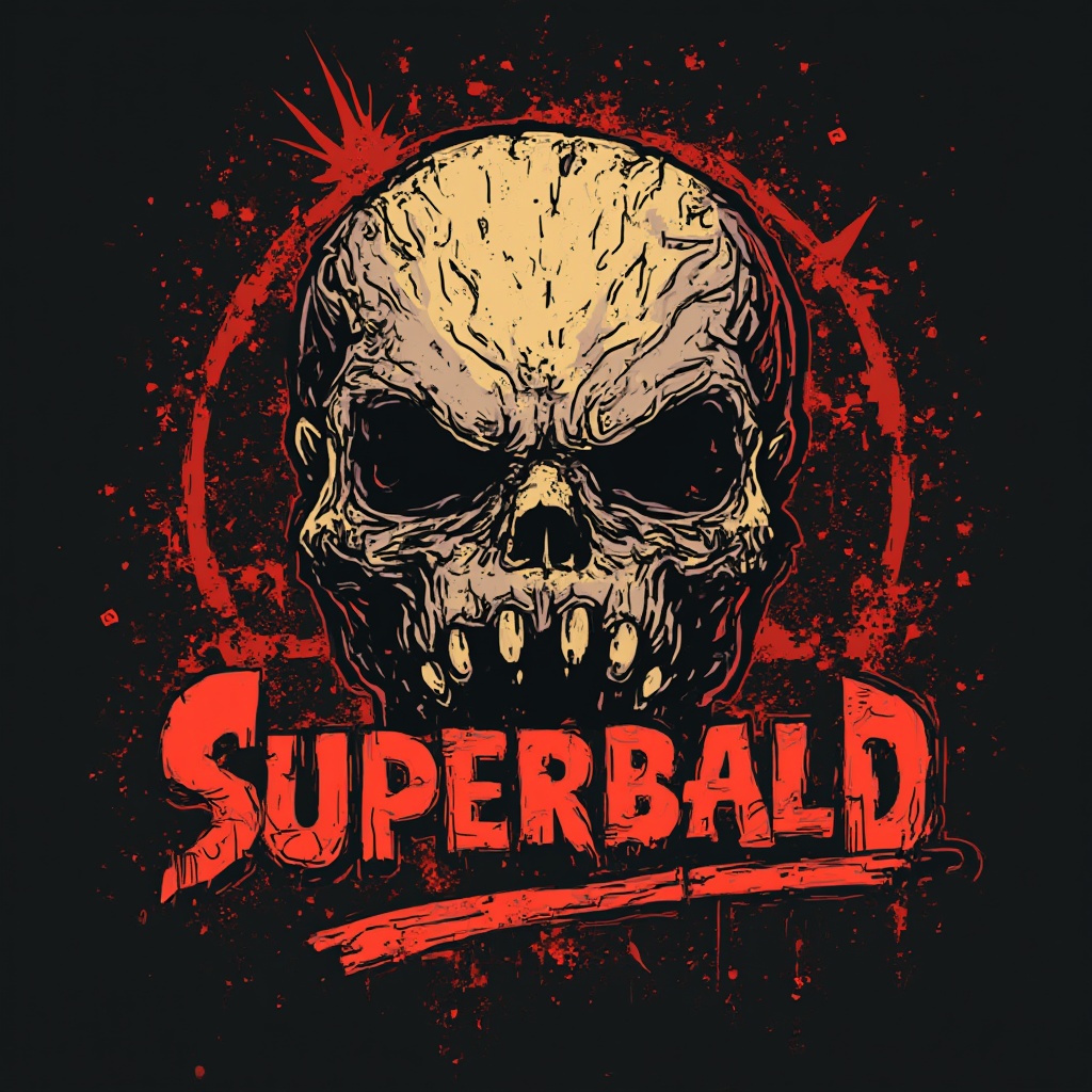 AI generated image by FLUX-Realism-Lora: logo for the band, "Superbald"