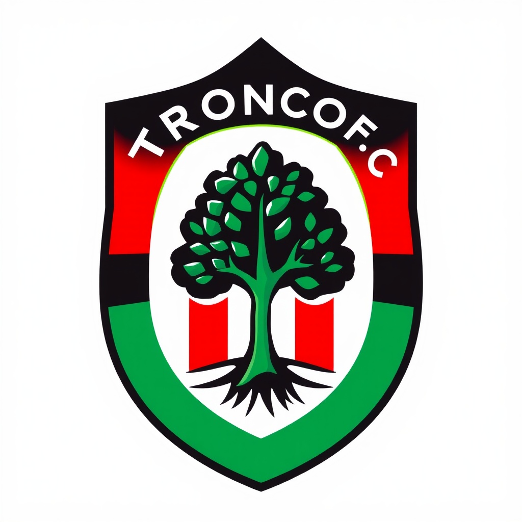 AI generated image by FLUX.1-schnell: I would like you to generate a image of a stem of a tree, in a shield of a soccer team, and the soccer team's name is "TRONCOS F.C."