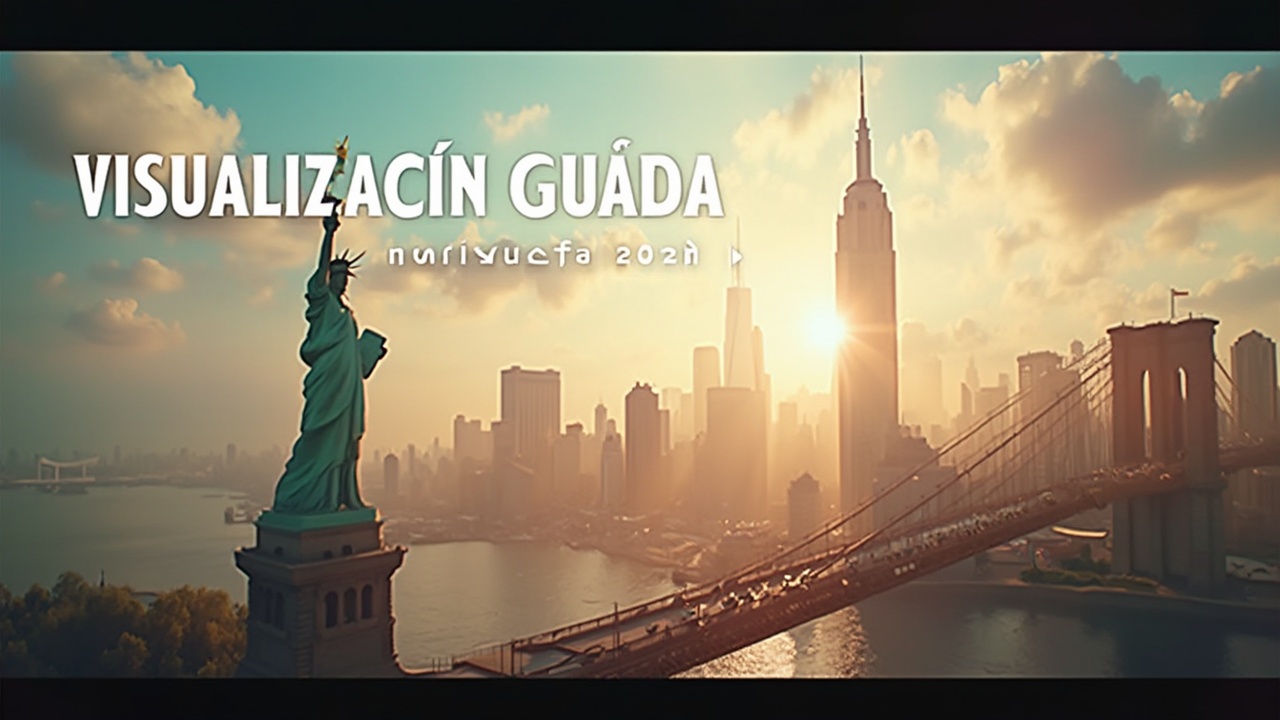 AI generated image by FLUX-Realism-Lora: An immersive, vibrant YouTube thumbnail showcasing iconic elements of New York City to instantly grab attention and spark curiosity. The design should evoke the energy and allure of the city while aligning with the meditative and visualized theme of the video.

Main Visual – NYC Icons:

Statue of Liberty: Positioned prominently in the foreground on one side, lit by warm, golden-hour light.
Empire State Building: In the background, towering over the city skyline, with a hint of clouds around the peak for a dreamy effect.
Brooklyn Bridge: Spanning diagonally across the frame, leading the viewer’s eye into the cityscape.
Include other subtle elements like yellow taxis or bustling crosswalks to evoke the city’s vibrant energy.
Atmosphere:

A slight glow or haze around the edges of the scene to give it a dreamlike, visualized quality. The lighting should be warm and dynamic, resembling a sunrise or sunset, enhancing the feeling of wonder and immersion.
Text Overlay in Spanish:

Main Title: “VISUALIZACIÓN GUIADA”
Large, bold, and centered at the top in white Montserrat font with a soft black shadow for readability.
Subtitle: “Un Día en Nueva York”
Smaller text placed below the title in light gold or pastel blue, complementing the city tones and adding elegance.
