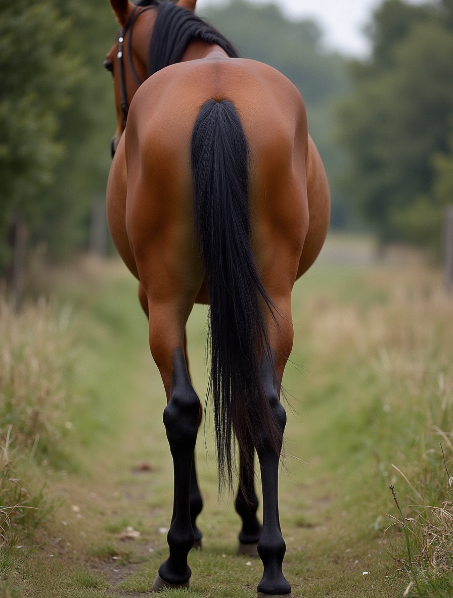 AI generated image by FLUX.1-image-to-image: Below the tail adds an open horse's anus
