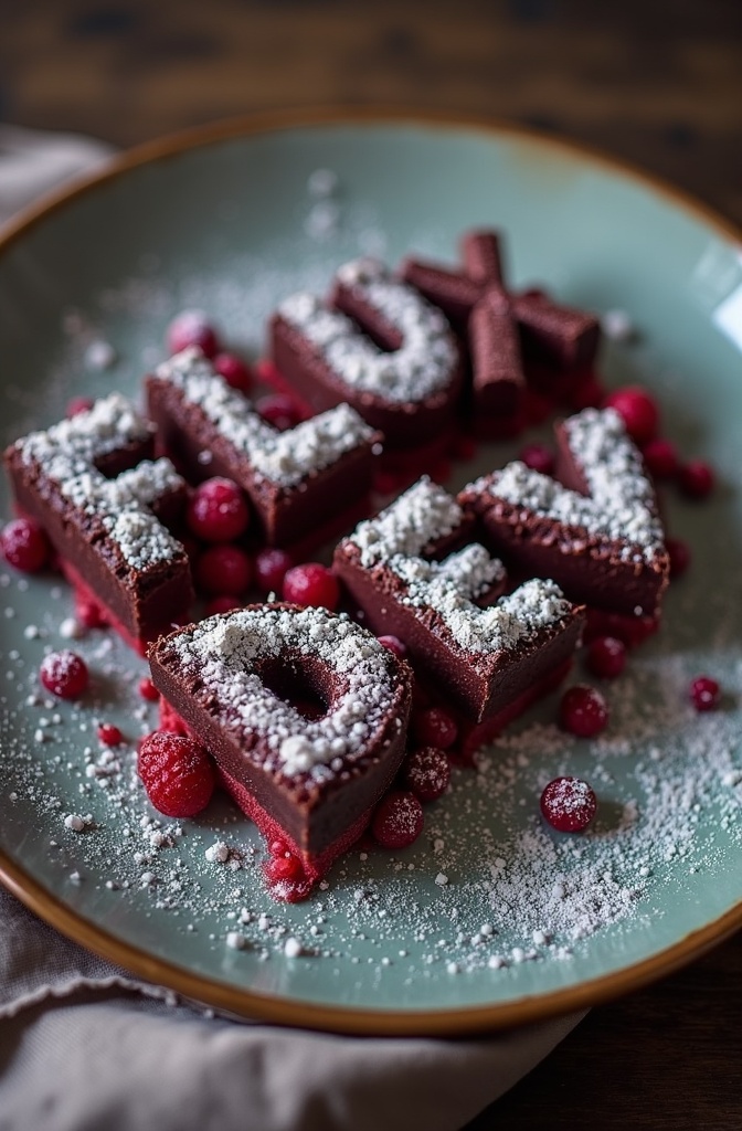 AI generated image by FLUX.1-image-to-image: black forest gateau cake spelling out the words "FLUX DEV", tasty, food photography, dynamic shot