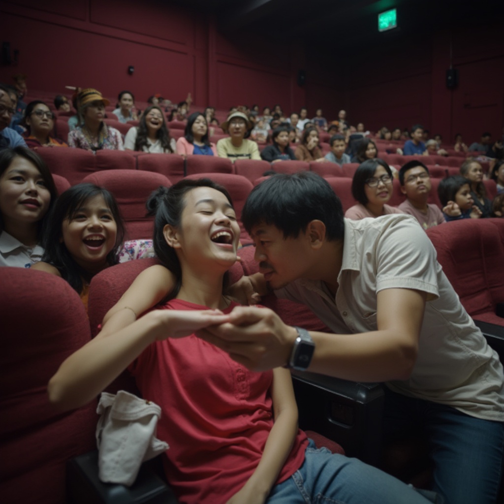 AI generated image by FLUX-Realism-Lora: " IMG_1024.HEIC " Malay family selfie in Venom Cinema 