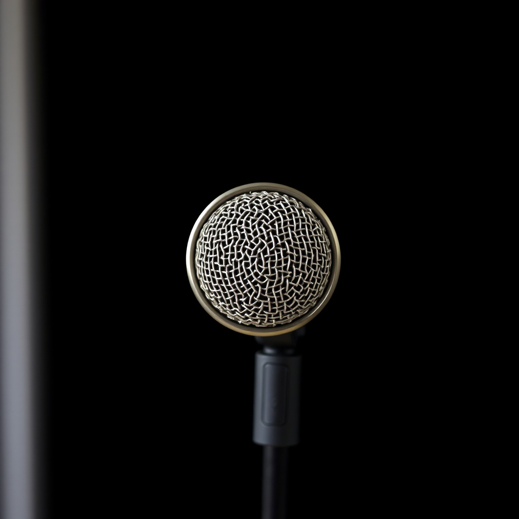 AI generated image by FLUX.1-schnell: a round mic with black background