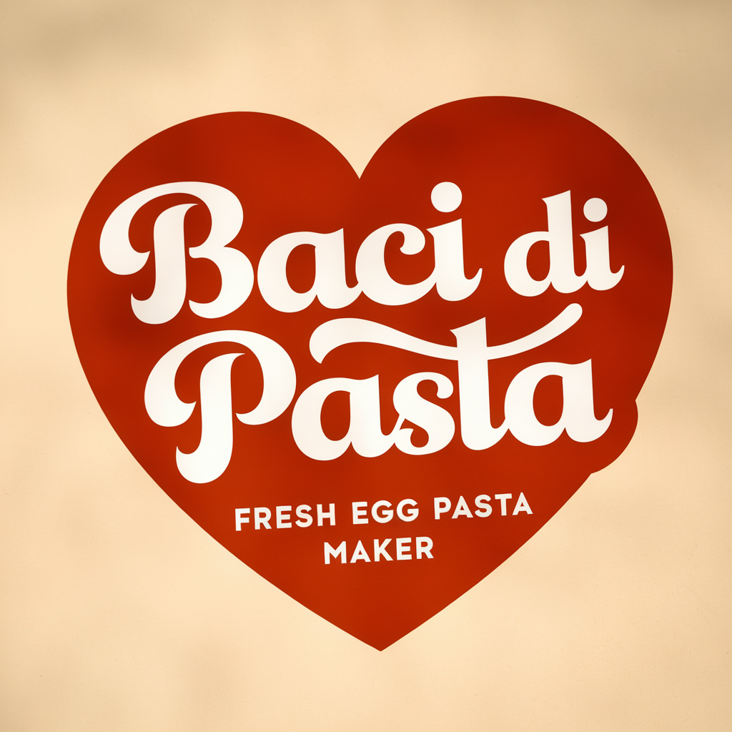 AI generated image by ideogram 2.0: create a logo for a comapany of fresh egg pasta maker located in london 
called " Baci Di Pasta" 