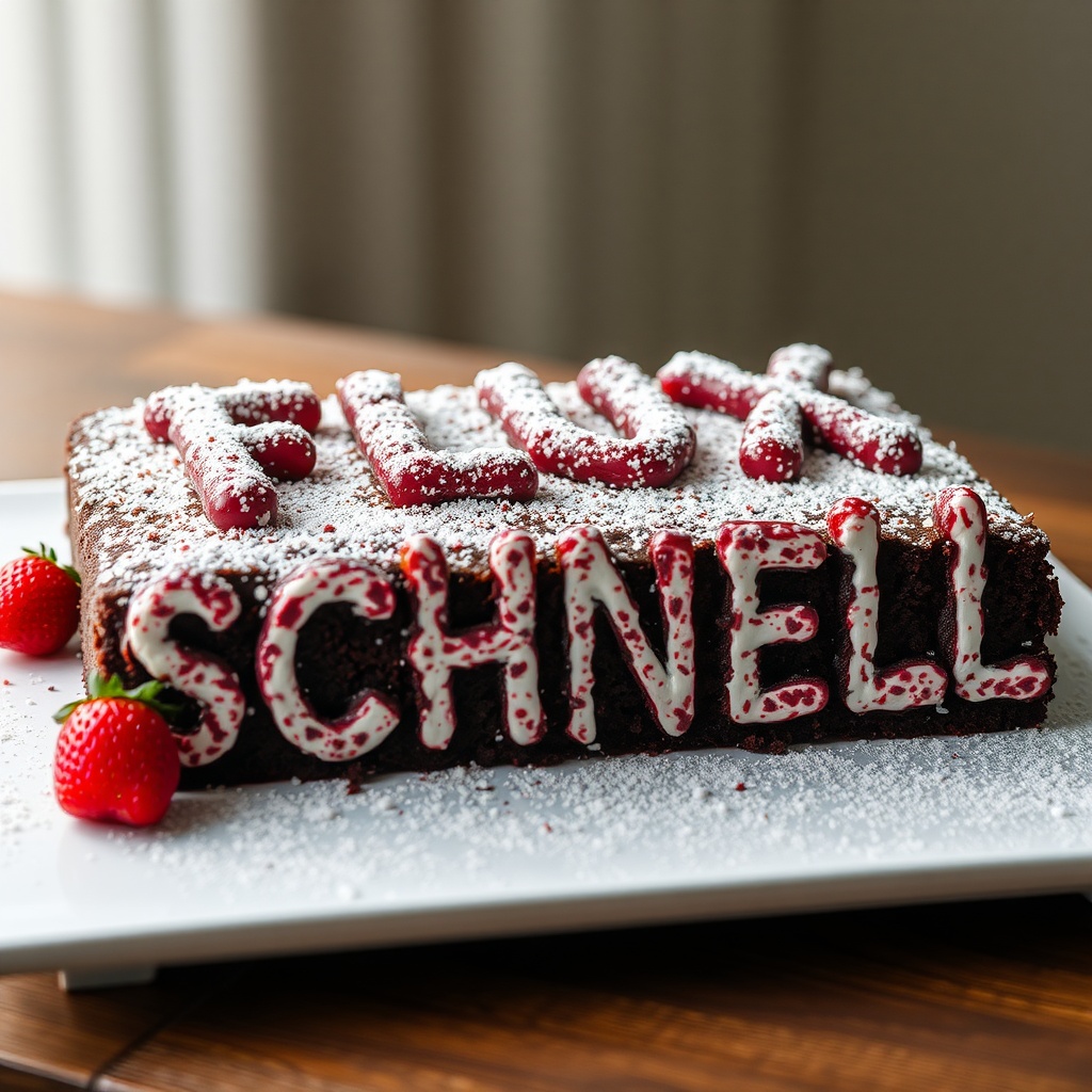 AI generated image by FLUX.1-schnell: black forest gateau cake spelling out the words "FLUX SCHNELL", tasty, food photography, dynamic shot