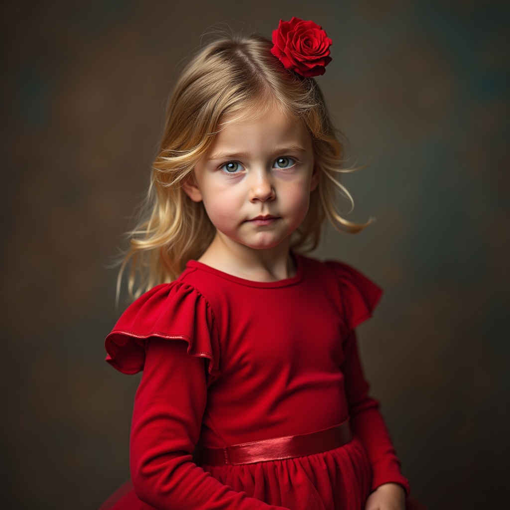 AI generated image by FLUX.1: gib mir eine kleine mädchen im roten kleid
