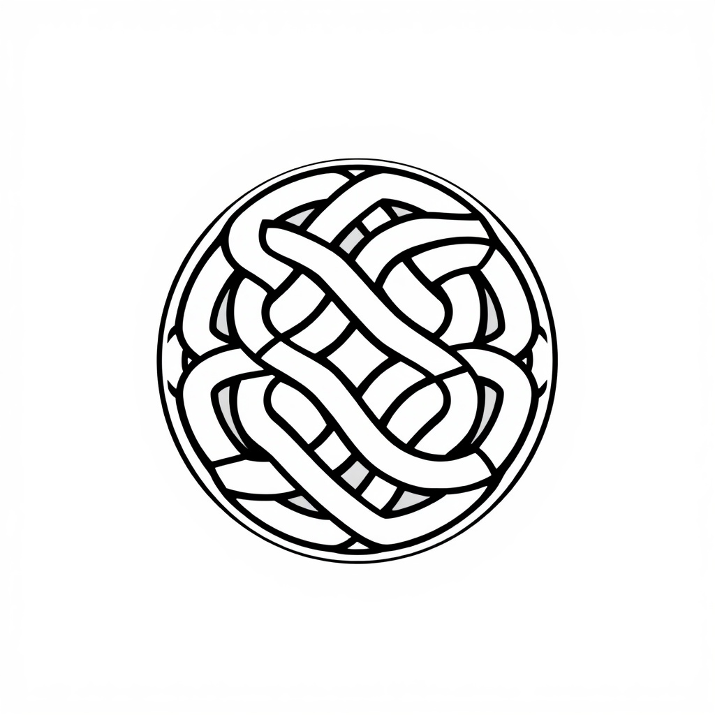 AI generated image by FLUX.1-schnell: A black and white simple Celtic knot that can be used as border the background needs to be white