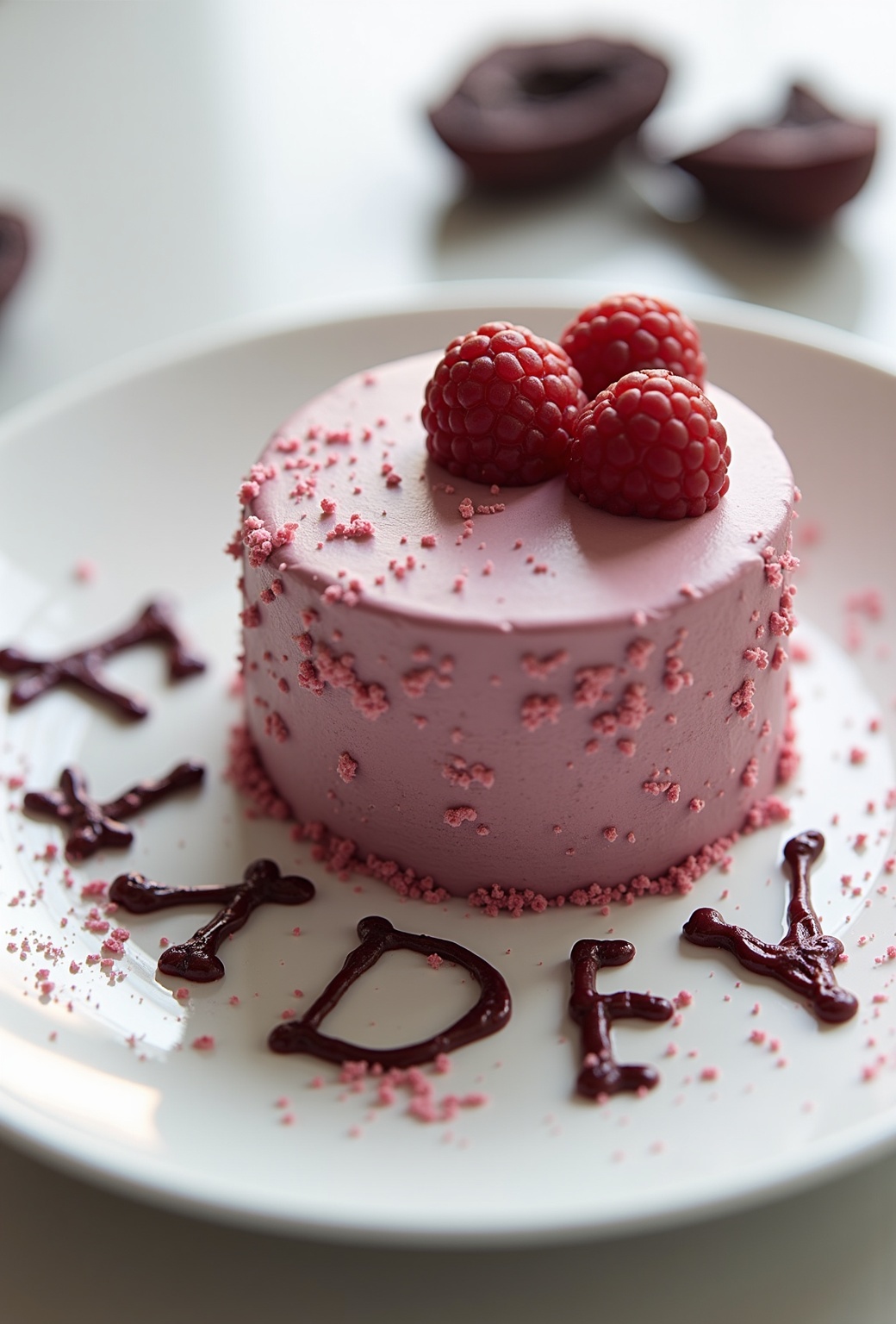 AI generated image by FLUX.1-image-to-image: black forest gateau cake spelling out the words "FLUX DEV", tasty, food photography, dynamic shot