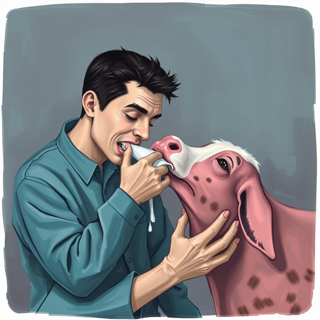 AI generated image by FLUX.1-schnell: Milk sucking dick