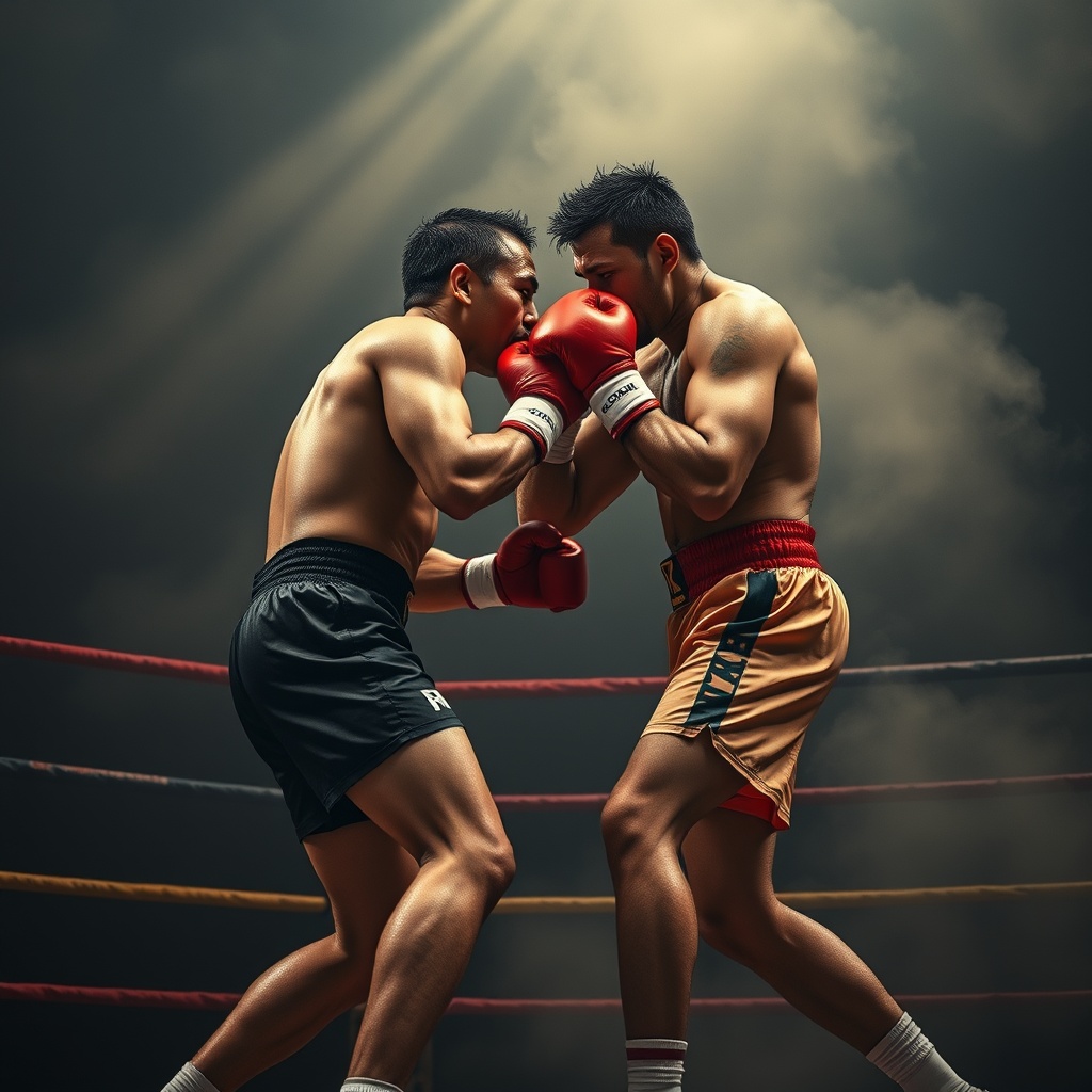 AI generated image by FLUX.1-schnell: UNA PELEA DE BOXEO DE CANGUROS