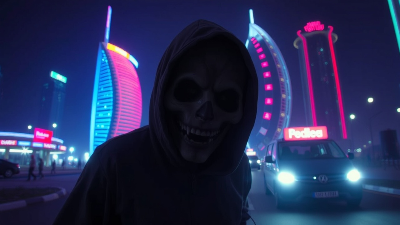 AI generated image by FLUX.1-schnell: Dubai horror cinematic 8K