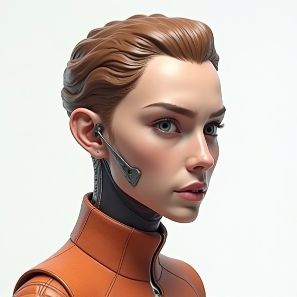 AI generated image by FLUX.1-image-to-image: add the body of the humanoid to the head, make the person on the image the captain of the star plane 