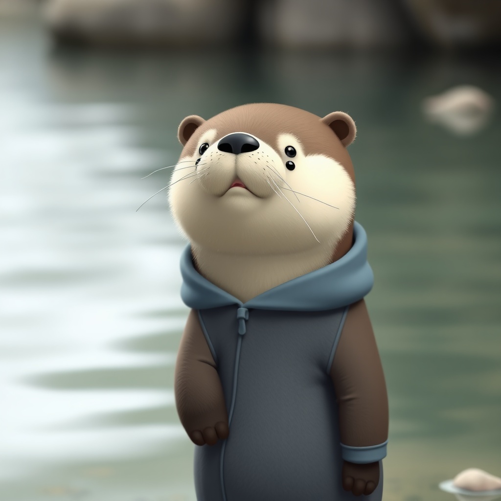AI generated image by FLUX.1-schnell: Nobita Nobi wearing sea otter clothes
