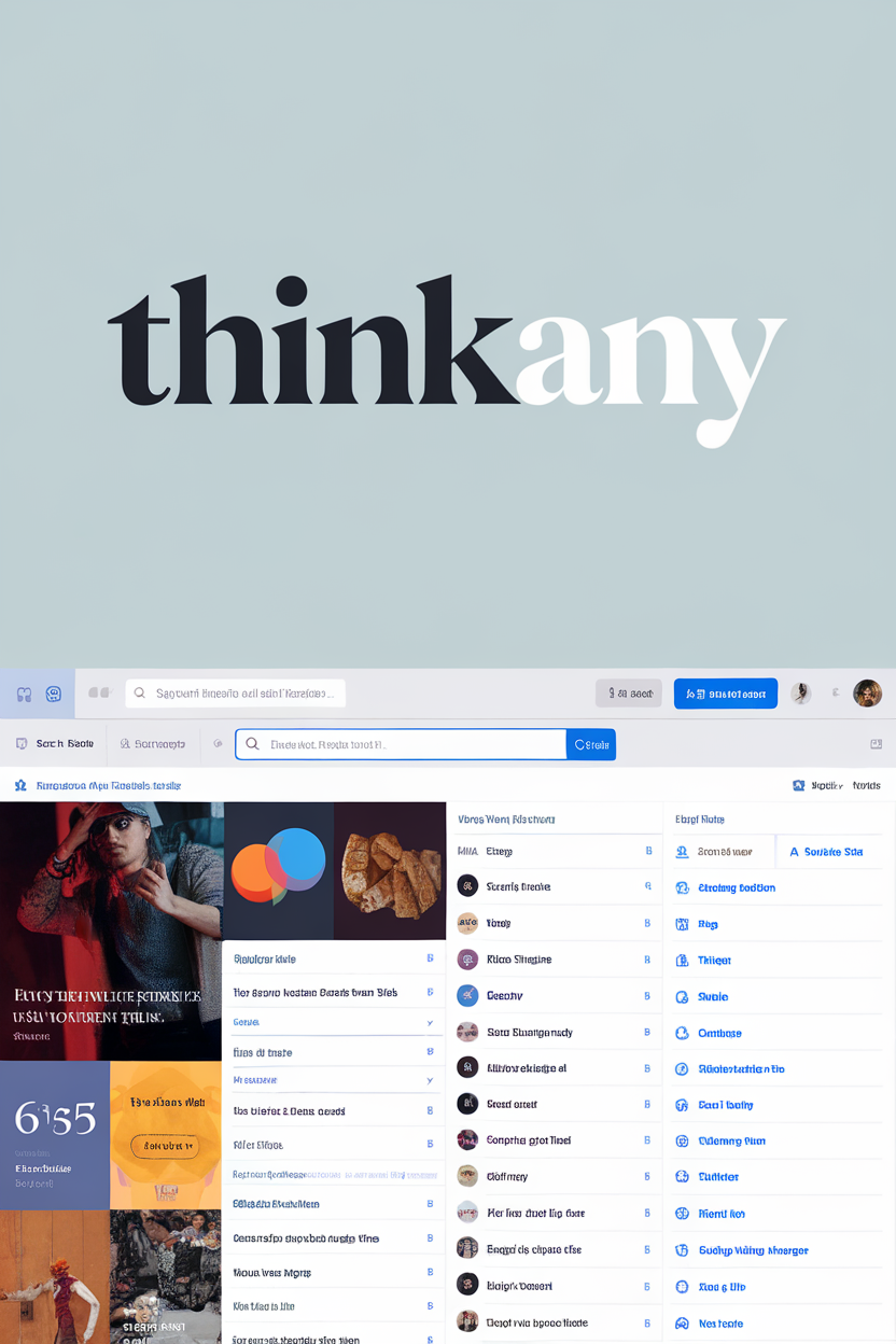 AI generated image by ideogram 2.0: a webpage of "thinkany" which is an AI search engine