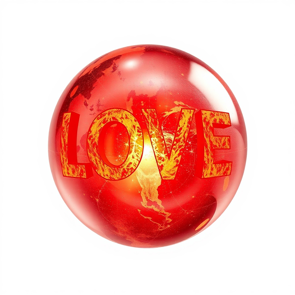 AI generated image by FLUX.1-schnell: texto LOVE con textura de globo en fondo blanco