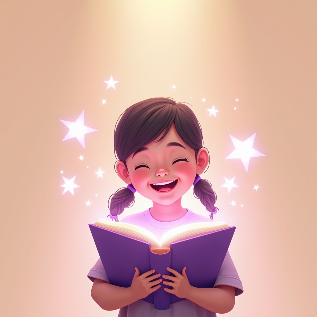 AI generated image by FLUX.1: Create an elegant, modern advertisement poster for Vopido, an AI‑powered educational platform that delivers fully personalized digital fairy tales for children aged 3‑8. The foreground features a joyful child holding an open glowing book, whose pages hum with soft, glowing motifs of stars testo and the child’s name tenuously woven into the illustrations, showcasing the unique personalization. The composition balances a large, friendly headline in a bold sans‑serif font that reads “Every child can be the hero of their own story” with a delicate script subtitle inviting parents and teachers to “Discover AI‑crafted adventures that nurture imagination.” Use a creamy backdrop in rgb(253, 248, 242) for a tranquil, premium feel, and accent the design with vibrant purple tones at rgb(111, 64, 204) around the title and key visual elements to evoke curiosity and trust. Light gently bathes the scene from a soft top‑right source, creating a warm, dreamy atmosphere. The layout is clean and minimal, emphasizing brand confidence and a sense of wonder, without clutter or overt tech icons, making it ideal for social media or high‑resolution digital displays.