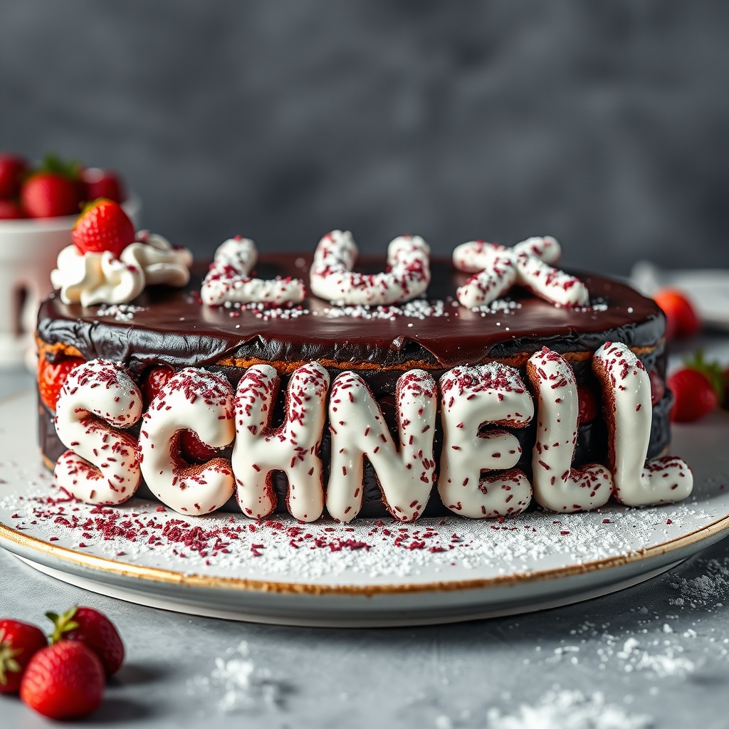 AI generated image by FLUX.1-schnell: black forest gateau cake spelling out the words "FLUX SCHNELL", tasty, food photography, dynamic shot