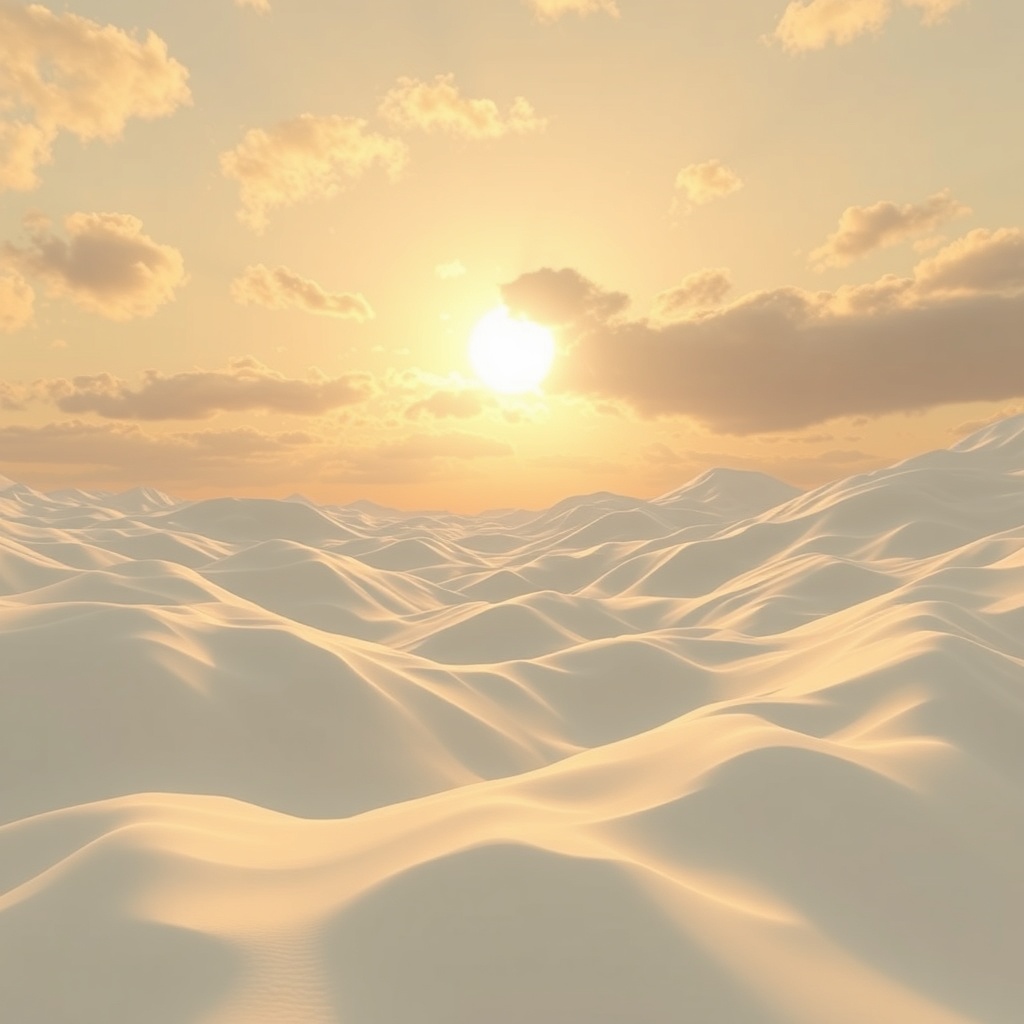 AI generated image by FLUX.1-schnell: So, this is not just a 3D landscape, but a real portal to possibilities! In this landscape, in the Butter Cream sky, in the center of the picture, there is a bright Sun. The central, blazing sun dominated the sky, washing the virtual world with Wabi-Sabi light. Woven into this incredible landscape is a miraculous program that forms reality! It is imprinted on our brains, like a tattoo with superpowers! And here the magic begins! The brain begins to vibrate in unison with the Universe, attracting to itself everything that we so passionately desire! This program gives you incredible power and the right to rule. 