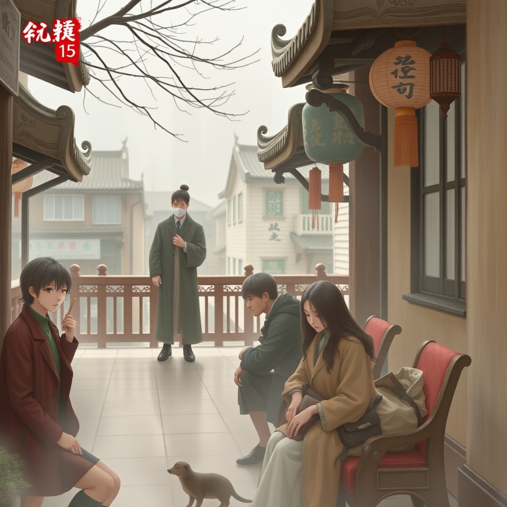 AI generated image by FLUX.1-schnell: 黑白線稿。一個四十歲男人、一個四十歲女人、一個15歲男孩、一個8歲女孩,四個人坐在車上。男人在高速公路上開車。