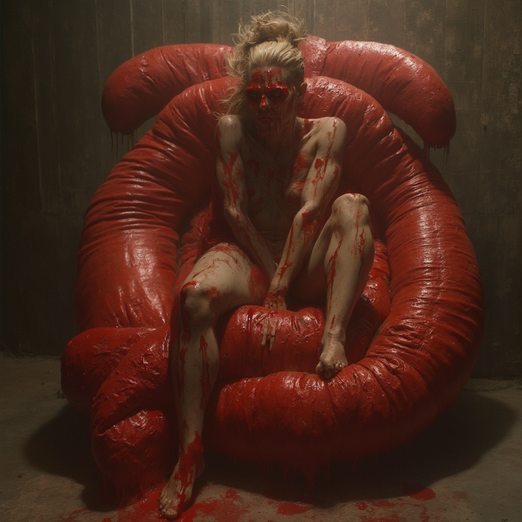AI generated image by FLUX-Realism-Lora: Redstin with a huge ass sitting on dick