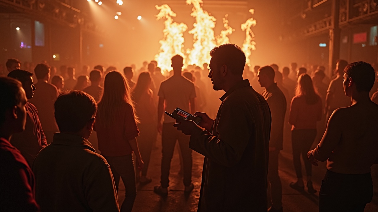 AI generated image by FLUX.1: a party of famouse people