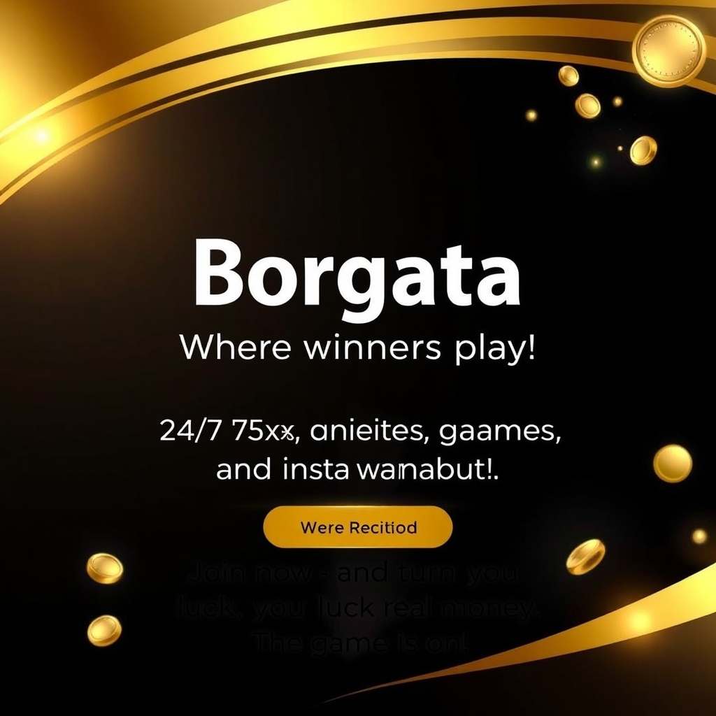 AI generated image by FLUX.1-schnell: Background: A sleek and luxurious design with golden and black colors. You can use images or illustrations of casino games (poker, roulette, slots).
Main Text: "🎰 Borgata Casino – Where winners play! 💰" This should be in a bold and stylish font.
Sub Text: "24/7 action, exciting games, and instant Cash Out! 🏆" Use a slightly smaller font, but still eye-catching.
Call to Action: "Join now and turn your luck into real money. The game is on! 🎉" Place this at the bottom to attract visitors.