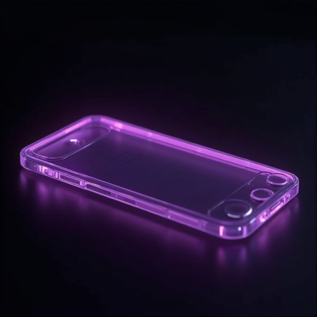 AI generated image by FLUX-Realism-Lora: A hyperrealistic 3D-rendered image of an iPhone 16, designed as an invisible device, with only its outer frame visible, glowing in an elegant neon purple hue (#9b59b6). The phone is rotated at an angle of approximately 20 degrees along the X-axis and 15 degrees along the Z-axis, giving it a dynamic and immersive three-dimensional perspective. The frame has a sleek and smooth metallic finish with well-defined rounded edges, subtly reflecting the ambient light. The power and volume buttons are faintly outlined within the glowing frame, maintaining realism.
The screen is transparent, featuring a faint spherical reflection in the center, adding a futuristic depth effect. The iPhone’s notch is visible at the top, containing minimal but recognizable sensor cutouts. The device casts a soft purple glow onto the black surface below, creating a gentle gradient reflection that enhances the overall depth and realism.
The background is completely black, allowing the neon frame to stand out with high contrast. The lighting is subtle yet focused, emphasizing the phone’s sleek design and futuristic aesthetics without overpowering the composition. The image should be in photorealistic 3D rendering style, ensuring a high level of detail and realism