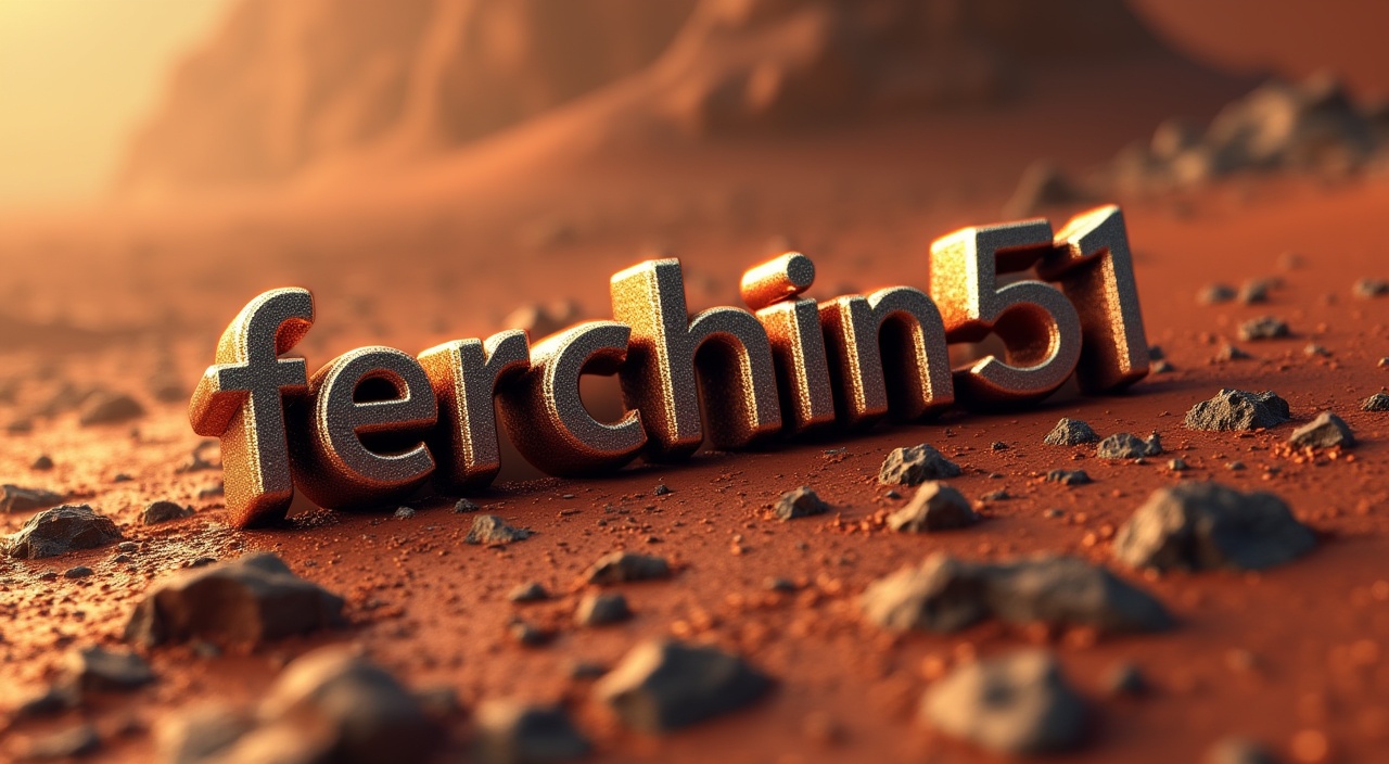 AI generated image by FLUX.1-pro: Crear la imagen de un texto "ferchin51" que reposa sobre las arenas del planeta marte , el texto en alta definicion elegante con un estilo 3d