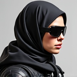 AI generated image by FLUX.1-image-to-image: PROMPT: Photorealistic Conversion
Use the uploaded image as a strict visual reference.
Create a photographic, ultra-realistic portrait of a real human woman that matches the exact pose, head angle, facial orientation, framing, and composition of the reference image. The subject must be rendered as a real person photographed with a professional camera, not an illustration. Preserve exactly: Head tilt, gaze direction, and posture, Cropping, scale, and position in frame, Clothing design, armor structure, visor shape, and equipment layout, Hairstyle length, direction, and volume. Convert all elements to real-world materials:
Skin with natural pores, fine wrinkles, subtle asymmetry, realistic subsurface scattering. Hair as individual strands with natural highlights.
Optical eye piece as real optical material (tinted glass or polycarbonate) with believable reflections and thickness. Clothing and armor as real fabrics and composites (stitched seams, wear patterns, realistic stiffness) Lighting should resemble high-end studio portrait photography with soft but directional light, natural shadow falloff, realistic contrast, and accurate color response. Use a full-frame DSLR or cinema camera look, shallow depth of field, sharp focus on the face, natural lens perspective. The final result must look indistinguishable from a real photograph of a real person wearing real tactical/futuristic gear, while remaining perfectly faithful to the reference pose and design. NEGATIVE PROMPT:Do NOT stylize, cartoonize, illustrate, or beautify unrealistically.
Avoid:CGI, 3D render look, game art, concept art, Anime, cyberpunk illustration style, painterly effects,Smooth plastic skin, waxy faces, airbrushed texture,Exaggerated facial symmetry or idealized proportions, Over-glow, neon lighting, rim-light outlines,Costume-like materials that look fake or foam-based, Changing the pose, camera angle, framing, or clothing design, Adding or removing accessories or armor details, No fantasy aesthetics. No illustration cues. No stylization.
The image must read as a real photograph first, not a game character.