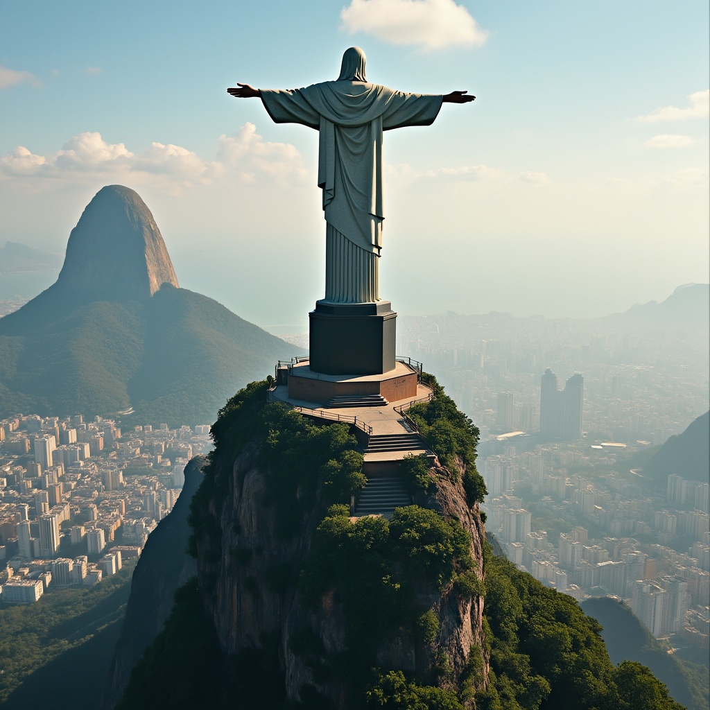 AI generated image by FLUX.1-pro: Imagine uma mulher no cristo redentor no rio de janeiro