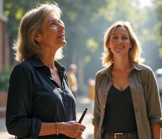 AI generated image by FLUX.1-image-to-image: Mary Lou Metzger Listening to Ralna English they standing and singing