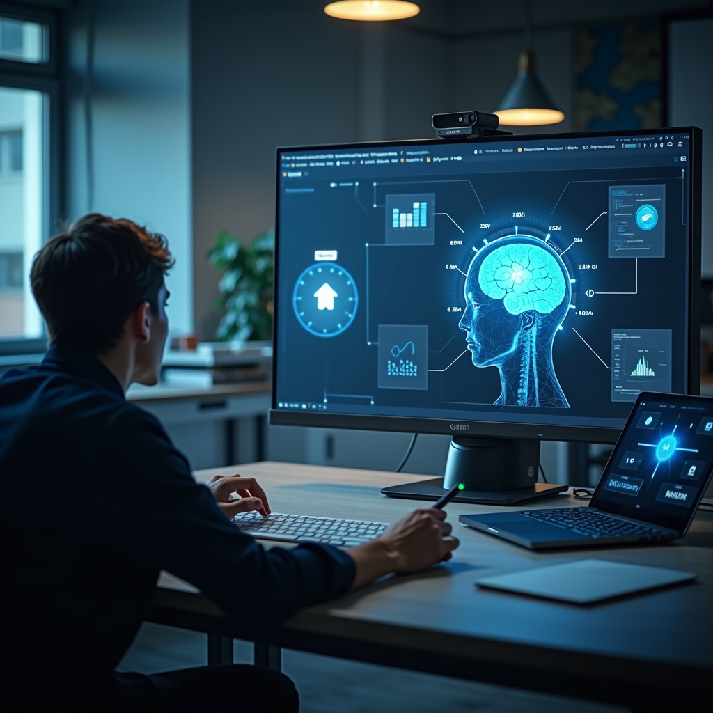 AI generated image by FLUX.1: Remote training workshop on artificial intelligence and education
