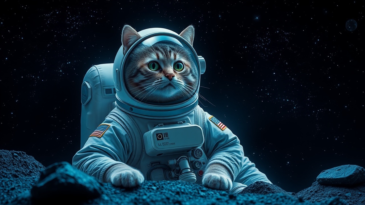 AI generated image by FLUX.1-schnell: Gato astronauta