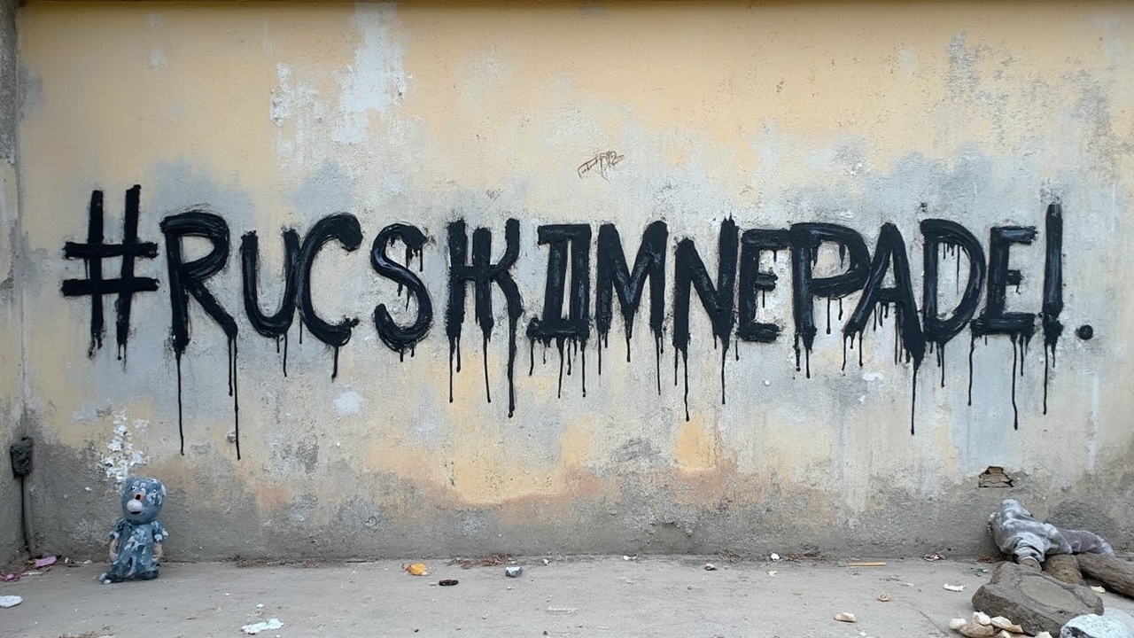 AI generated image by FLUX-Realism-Lora: 
A photo of a wall with graffiti written in big messy Cyrillic letters, as if drawn by a regular person, not an artist. The graffiti should look unprofessional and rough, like random street writing. The photo is taken from the front, clearly showing the graffiti. The word should be written as #русскимнерады 
16.3s
A photo of a wall with graffiti written in big messy Cyrillic letters, as if drawn by a regular person, not an artist. The graffiti should look unprofessional and rough, like random street writing. The photo is taken from the FRONT, clearly showing the graffiti. The word should be written as #русскимнерады 
18s
A photo of a wall with graffiti written in big messy Cyrillic letters, as if drawn by a regular person, not an artist. The graffiti should look unprofessional and rough, like random street writing. The photo is taken from the frontside, clearly showing the graffiti. The word should be written as #русскимнерады 
15.9s
A photo of a front wall with graffiti written in big messy Cyrillic letters, as if drawn by a regular person, not an artist. The graffiti should look unprofessional and rough, like random street writing. The photo is taken from the frontside, clearly showing the graffiti. The word should be written as #русскимнерады