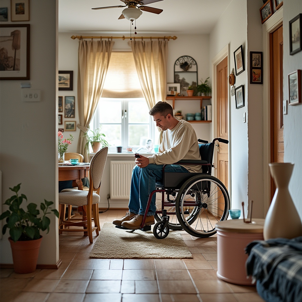 AI generated image by FLUX.1-pro: A collage of photos from around the house in the point of view from the perspective of a disabled person