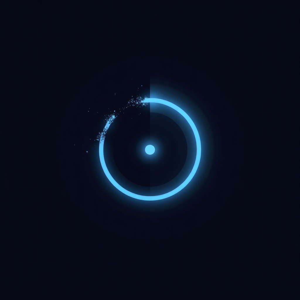 AI generated image by FLUX.1: Minimalist abstract logo icon for a psychology/neuroscience YouTube channel called "Mind-OS".
A clean geometric ring (circular firewall barrier) rendered in cortex blue (#0A4DCC), with one small segment of the ring broken and rendered in system red (#CC2200), showing a glitched, fractured breach point — like a digital crack or static distortion at that single point in the circle. Inside the ring, centered, a single small glowing point of light in off-white (#F0F0F0), representing a protected core/user.
Background: pure deep black (#0A0A0A), completely flat, no gradients, no textures.
Style: flat vector, ultra-minimalist tech/cyberpunk symbol, sharp clean lines, no text, no letters, no human figure, no face, no character. Think "system status icon" or "security breach indicator" — cold, clinical, high-tech UI aesthetic. Must read clearly as a simple icon even at very small sizes (app icon scale).
Centered composition, perfect circle crop-safe, equal padding on all sides, suitable for a circular YouTube channel avatar.
No drop shadows, no 3D effects, no glow blur, no extra ornamentation. Pure flat color geometry only.