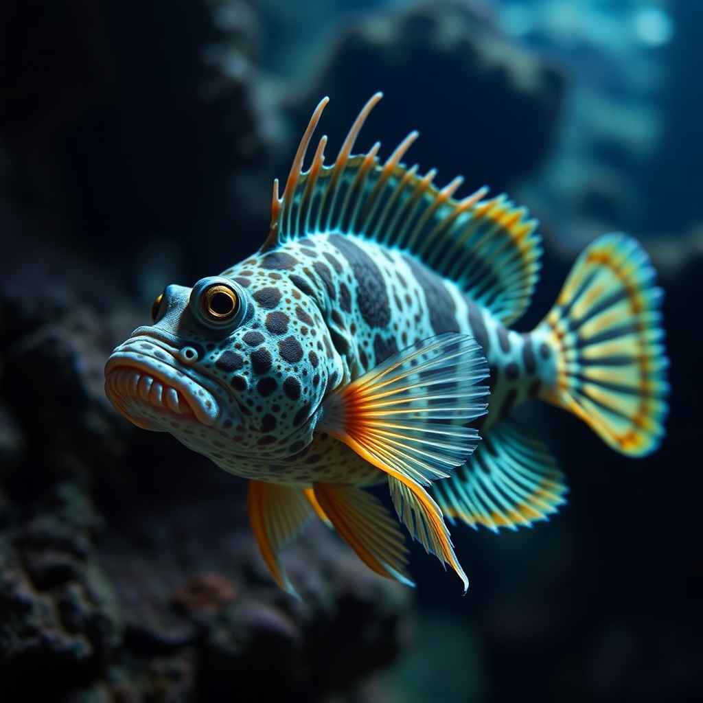 AI generated image by FLUX.1-schnell: Cthulhu,Carassius auratus