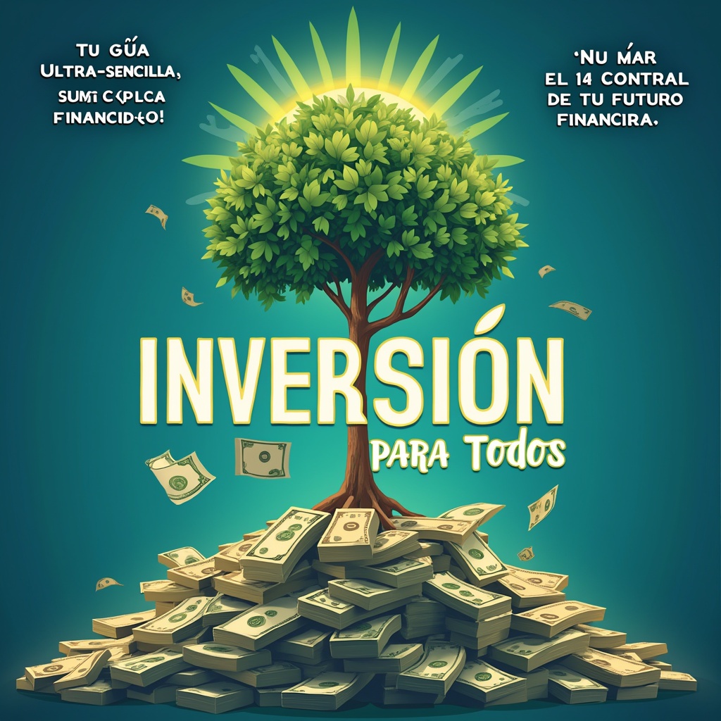 AI generated image by FLUX.1-pro: "Crea una imagen llamativa para la tapa de un libro de finanzas personales. La imagen debe incluir:
Un árbol que crece desde una alcancía, con monedas y billetes como hojas, simbolizando el crecimiento financiero.
Un gráfico de crecimiento que sube hacia el sol, representando el éxito y la prosperidad.
Fondo en tonos azul eléctrico y verde brillante, con un estilo moderno y vibrante.
Título del libro: 'Inversión para Todos', en letras grandes, blancas y con sombra dorada.
Subtítulo: 'Tu Guía Ultra-Sencilla para Tomar el Control de Tu Futuro Financiero', en un tamaño más pequeño pero legible.
Emojis estratégicos: un emoji de dinero con alas 💸 en la esquina superior derecha y un emoji de manos celebrando 🙌 en la esquina inferior izquierda.
Estilo de ilustración: moderno, limpio y profesional, con un toque amigable y accesible.
Luz y sombras: usa iluminación suave para dar profundidad y un aspecto atractivo.
Composición equilibrada: asegúrate de que todos los elementos estén bien distribuidos y no se sature la imagen."
Opcional:
Si quieres un estilo específico, puedes añadir:
"En el estilo de ilustración moderno y minimalista, similar a los libros de finanzas más vendidos."
"Con un toque de realismo mágico para hacerlo más atractivo."
Este prompt es lo suficientemente detallado para que la IA genere una imagen que se ajuste a la visión de la tapa. ¡Espero que funcione perfectamente! 🚀🎨 Si necesitas ajustar algo más, ¡avísame! 😊