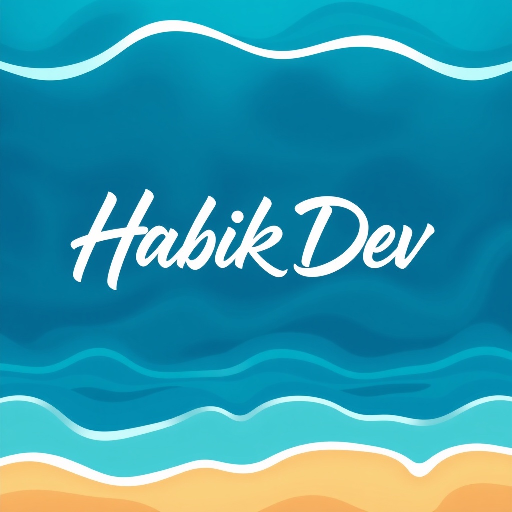 AI generated image by FLUX.1-schnell: Imagen de cartel escrito Habik Dev con el fondo en formato de ola de mar